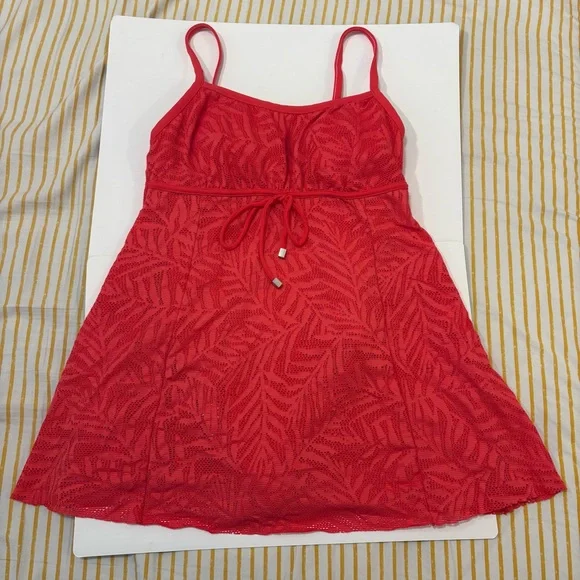 Swim Solutions Crochet Empire Tummy Control Swimdress One Piece Swimsuit - Picture 4 of 9